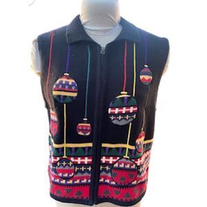 Bechamel Holiday Sweater Vest Full Zip Sz. L Cotton Blend